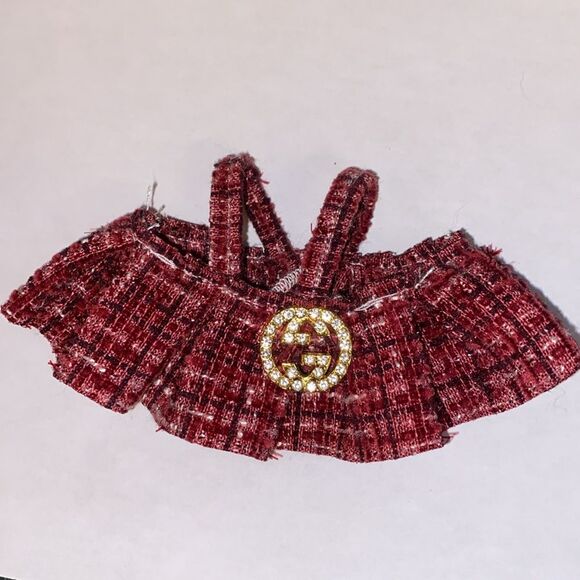 Labubu Luxury Red Tweed Dress Labubu Outfit Labubu Clothing - Picture 5 of 5